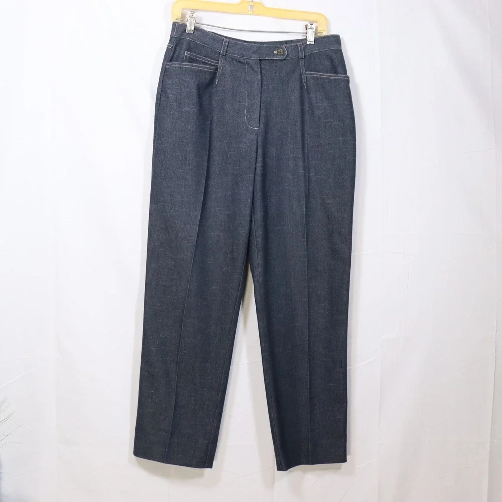 Click Trousers 10 Blue Womens Minimalist Dark Wash Denim